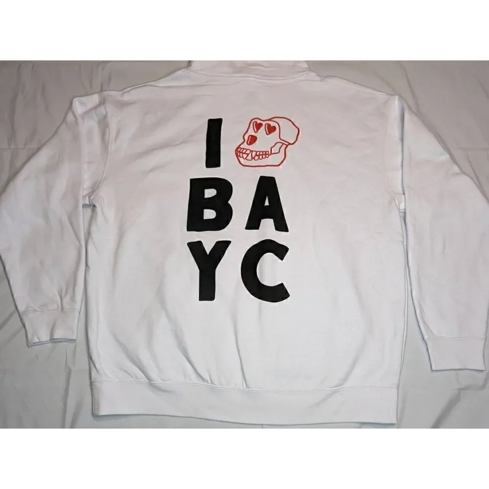 BORED APE YACHT COMPANY I LOVE BAYC APE FEST 2021 EXCLUSIVE WHITE HOODIE XL